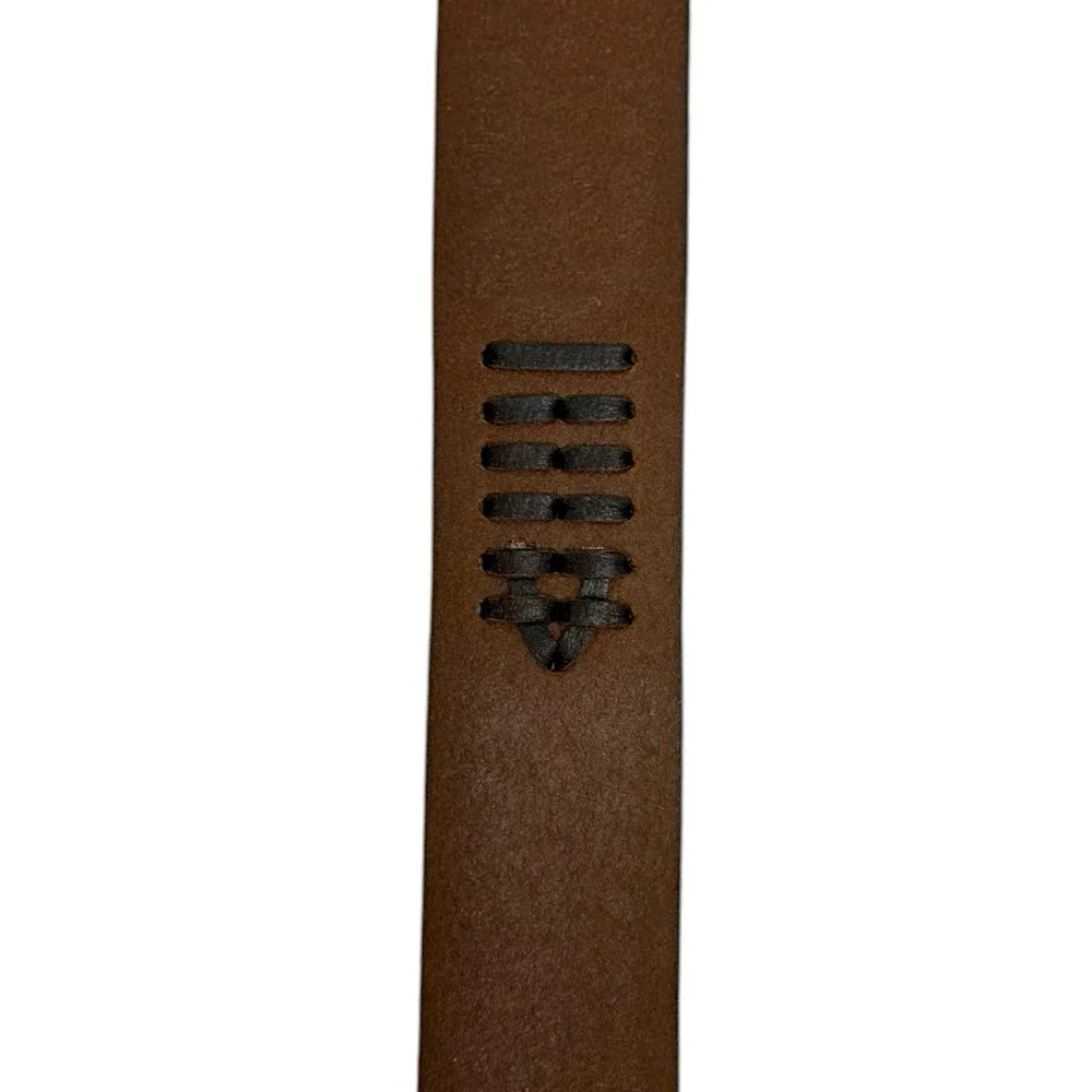 Lucky Brand Men's Size 34 Brown Genuine Leather Lacing Detail Laser Cut Belt NWT